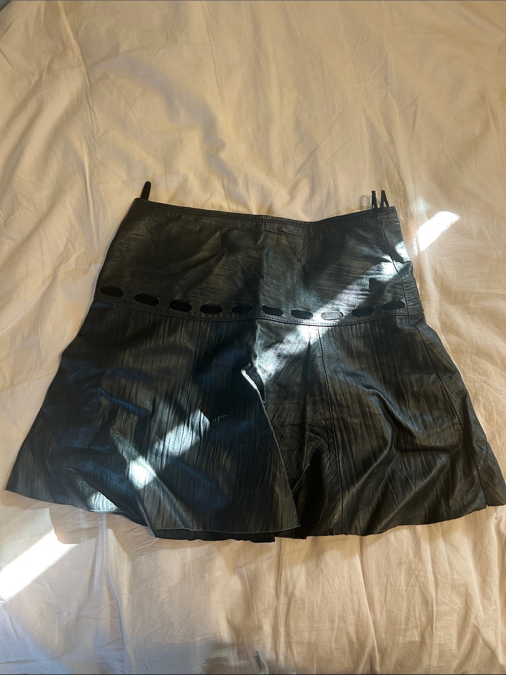 Black Faux Leather A-Line Mini Skirt